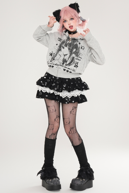 アニメデザインフードショートパーカー