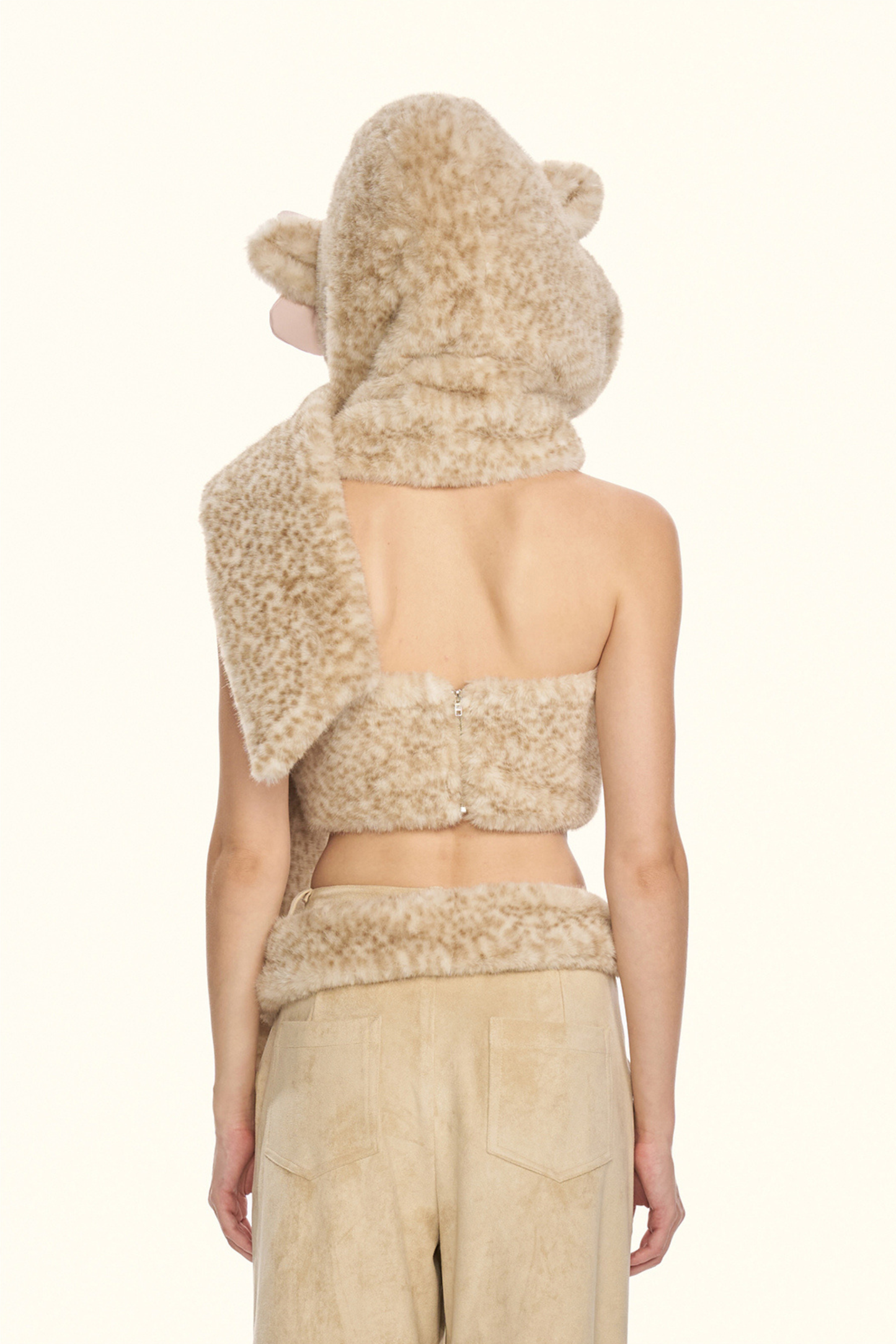 リトルミルクリボンレオパードマフラーハット