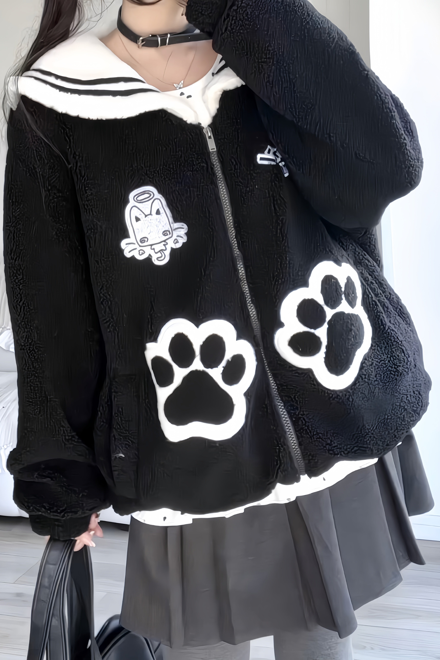 Cat Sailor Loose Zip Jacket