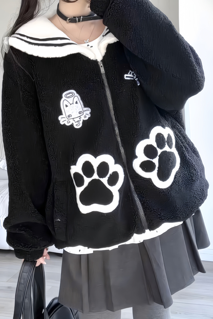 Cat Sailor Loose Zip Jacket