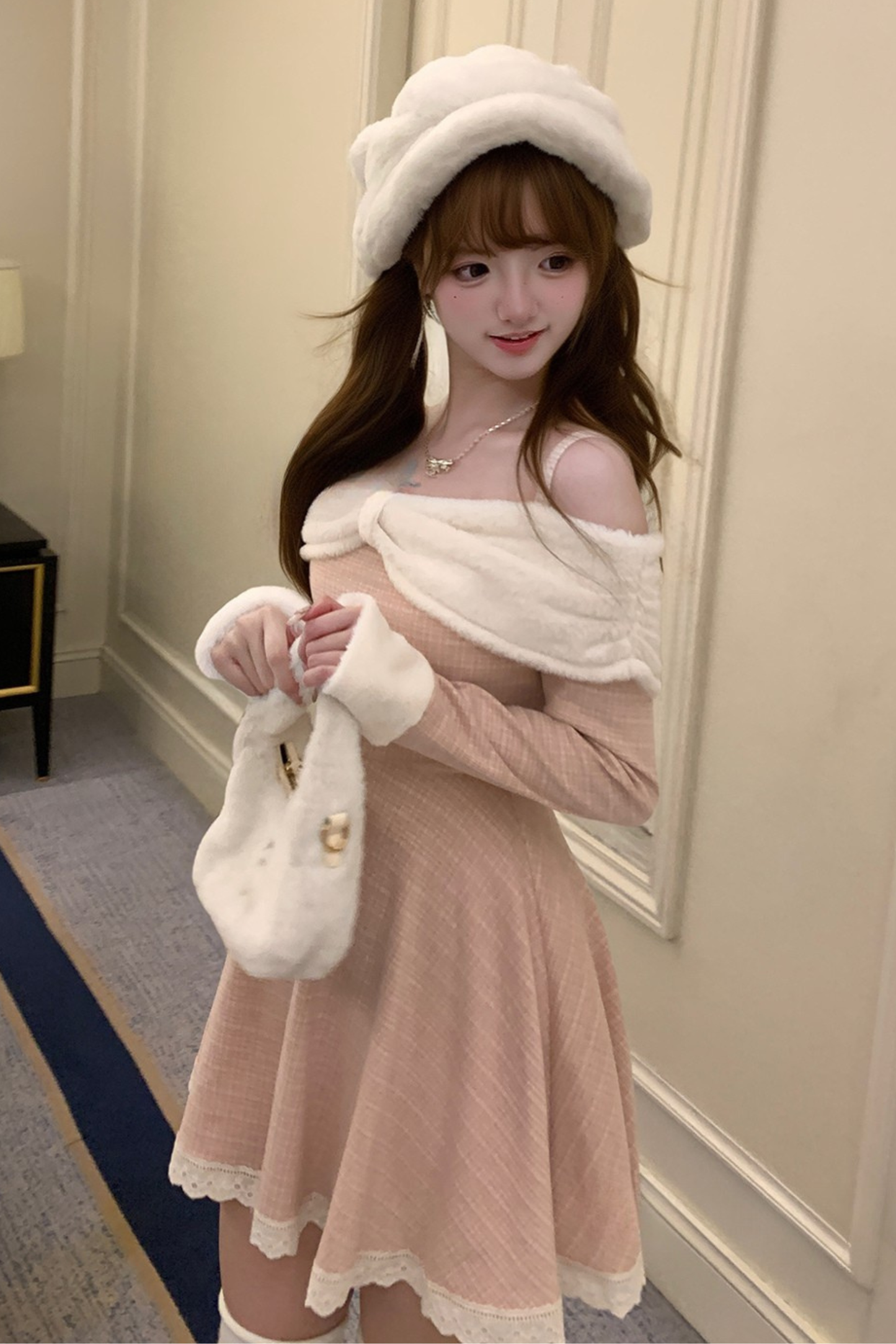 キュートスイートオフショルダーワンピース