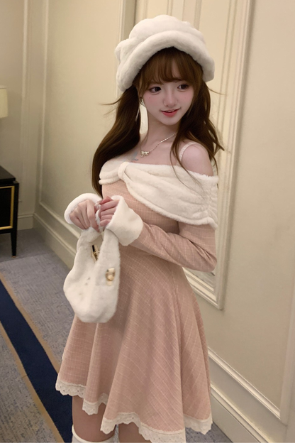 キュートスイートオフショルダーワンピース