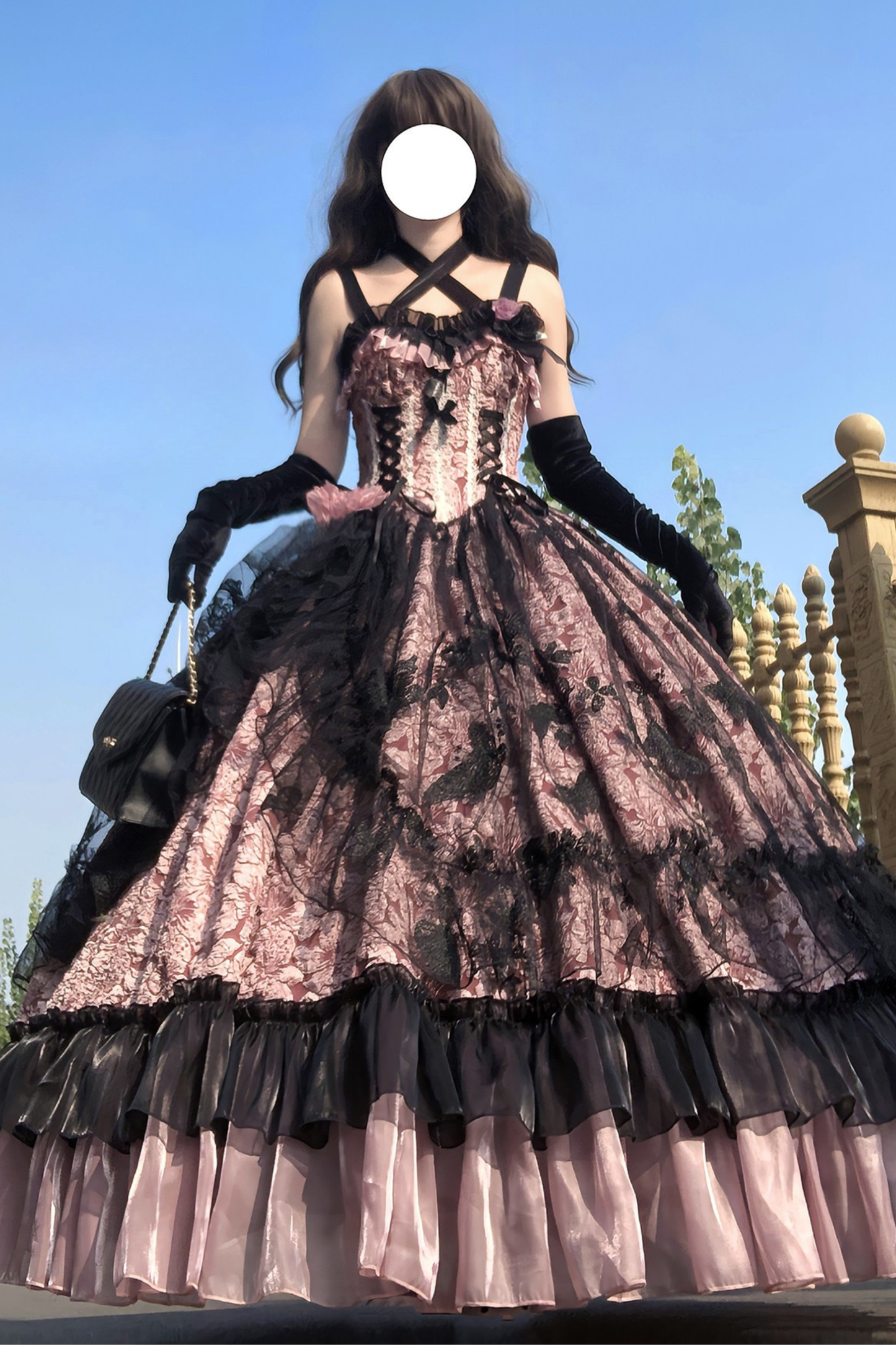 ダークフローラルロリータドレス