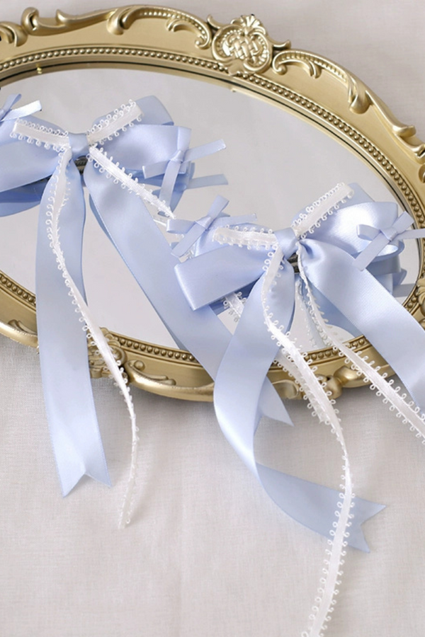 ブルーシルクサテンバレエロリータヘッドアクセサリー