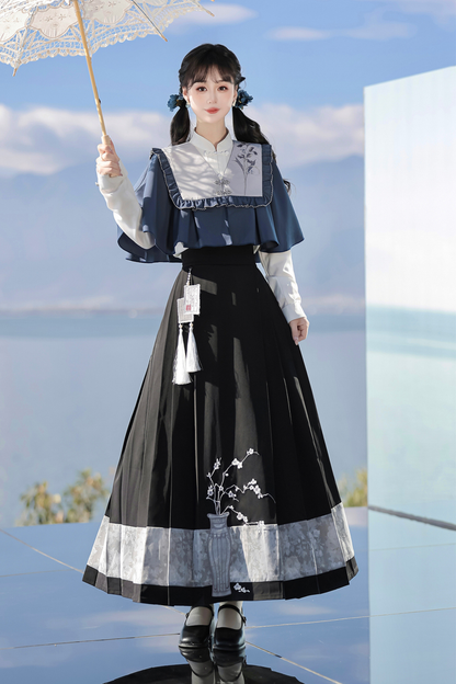 Train Book Fragrance China Top + Shawl + Skirt