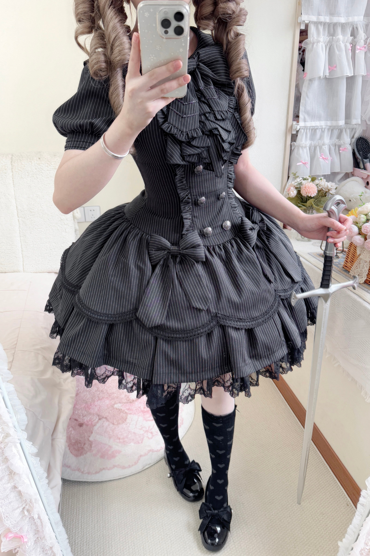 Dark Gothic Dress + Sleeves + Headband