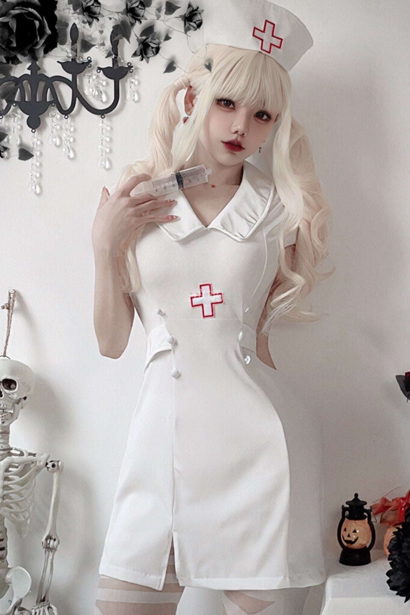 Pure White Nurse Cosplay Set