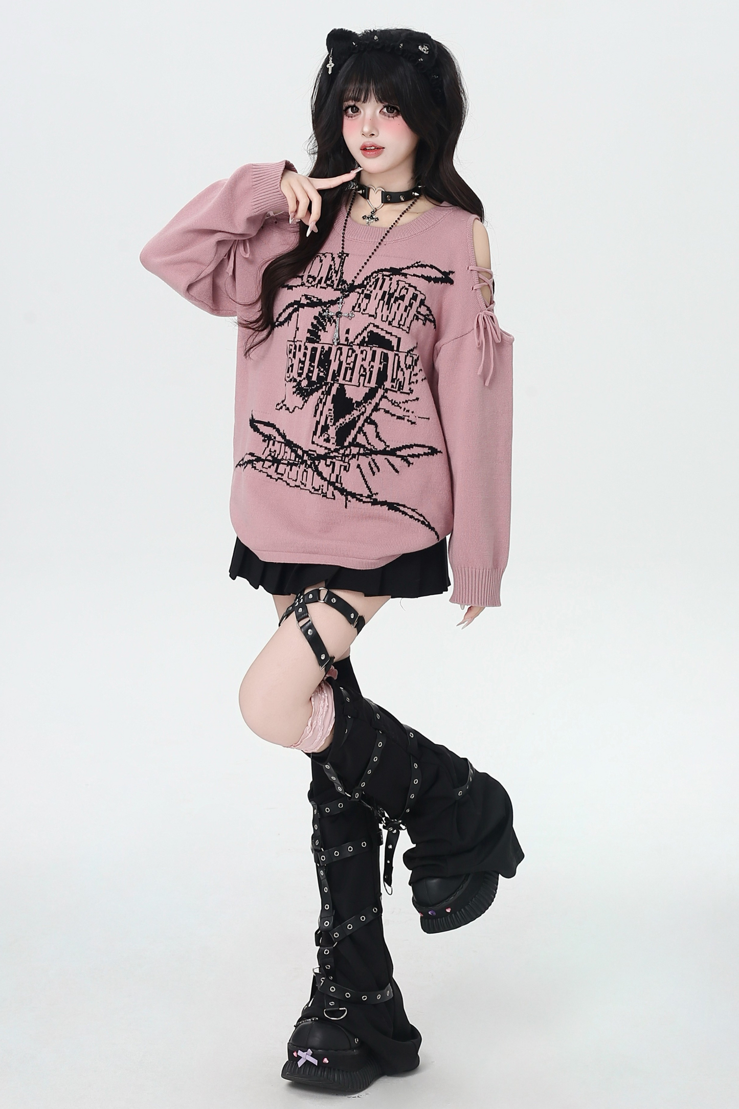 サブカルチャーロックガールルーズトップス