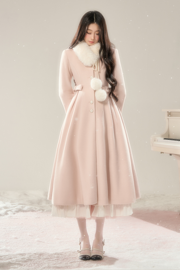 Beauty Waist Mark Long Wool Coat