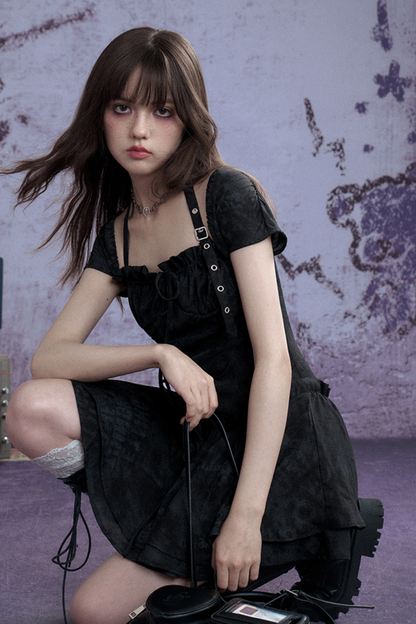 Via Peplum Neck Dress