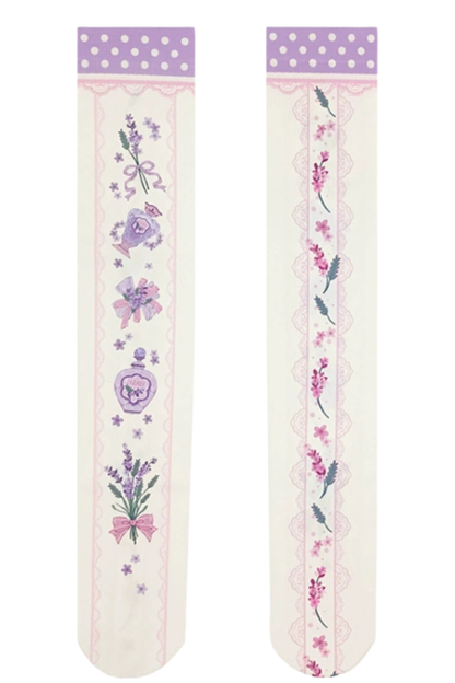 フラワーカラフルロリータオーバー二ーハイソックス