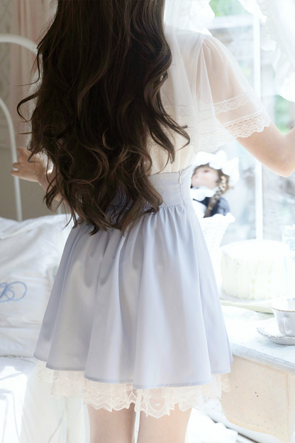 Elegant cape blouse + flared skirt