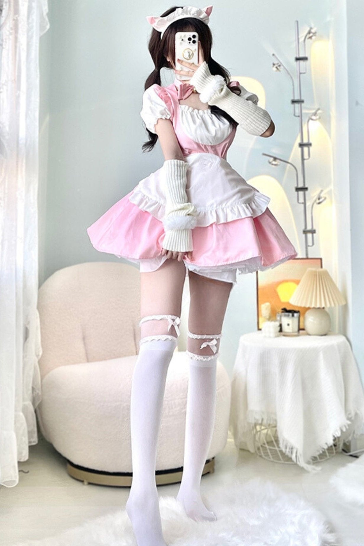 Pink Anime Lolita Maid Cosplay Dress