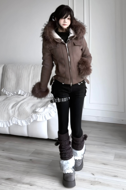 Y2K Fur Hooded Jacket