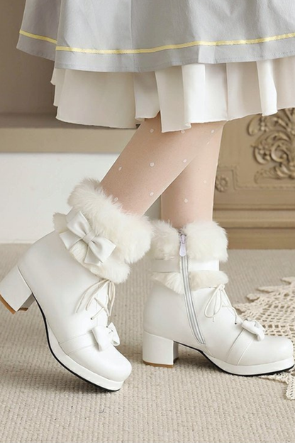 リボンファーロリータブーツ