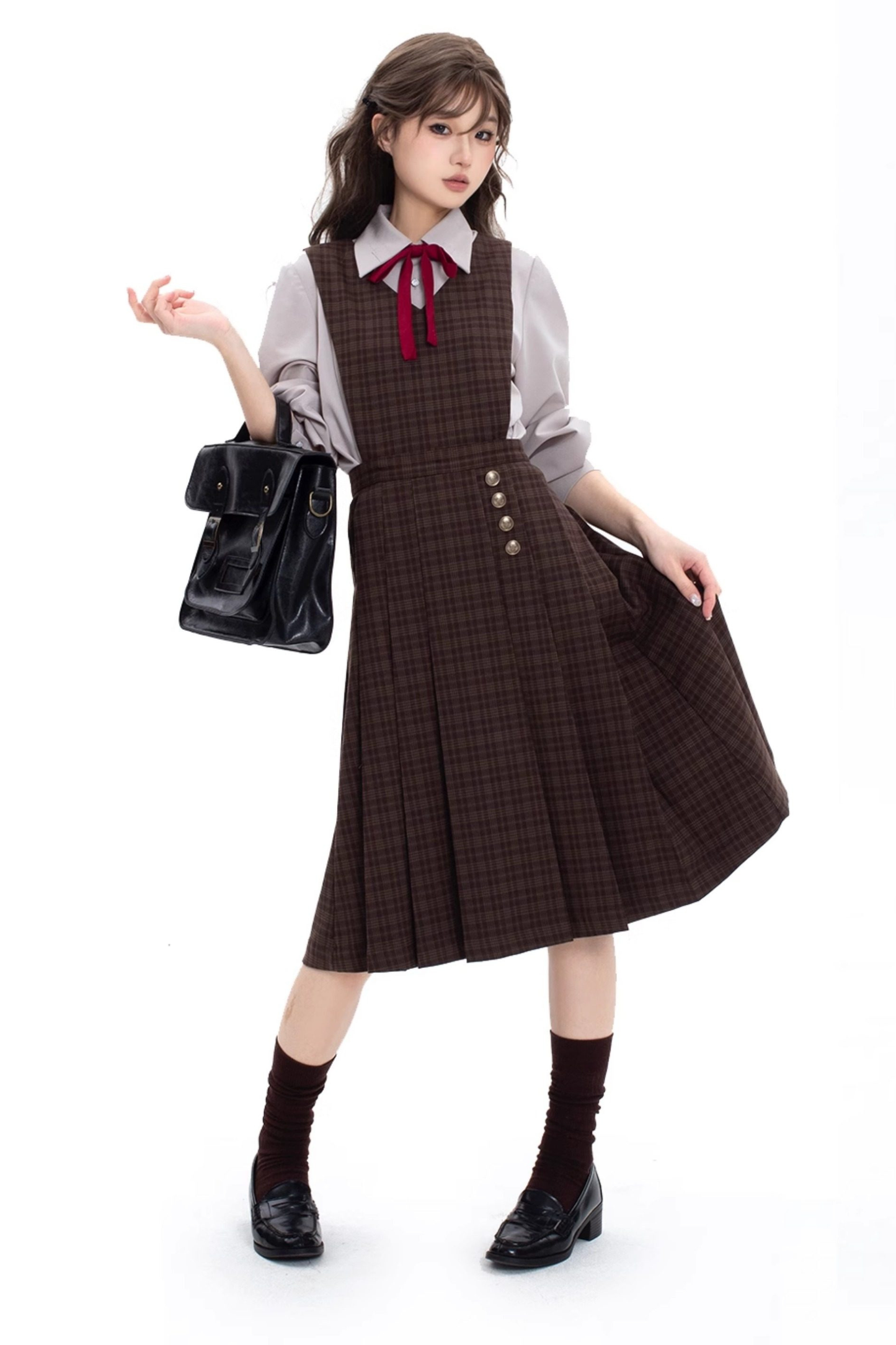 Retro College Jacket + Shirt + Skirt + Badge + Tie