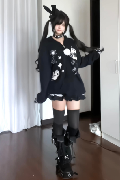 ラビットフードイラストパーカー