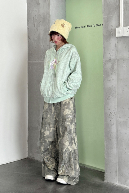 ラインストーンカモフラージュパンツ