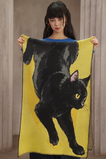 黒猫ビッグニットマフラー