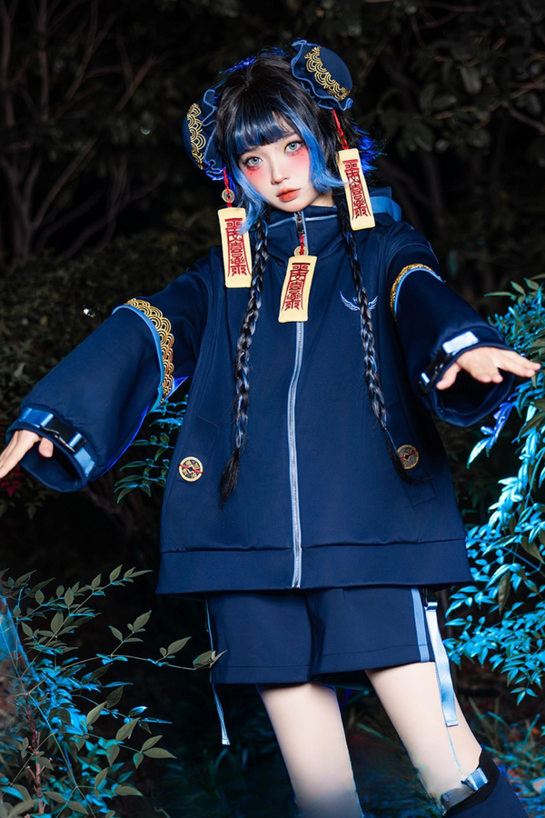 リトルゾンビコスプレフードパーカー+ハーフパンツ+レッグウォーマー