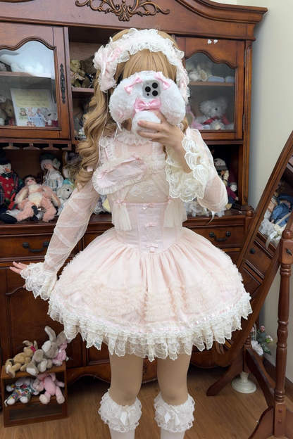 甜美珍妮蘿莉塔吊帶裙+項鍊+帽子+髮帶