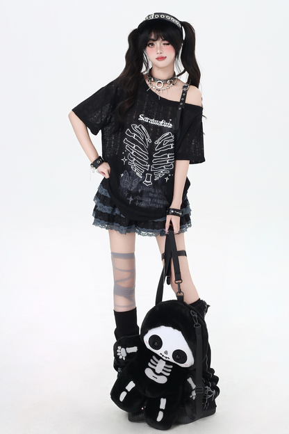 Skull Heart Strapless Top