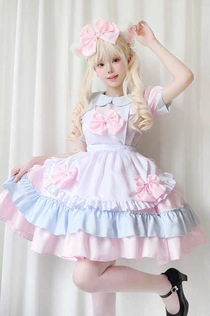 Pink And Blue Lolita Maid Dress