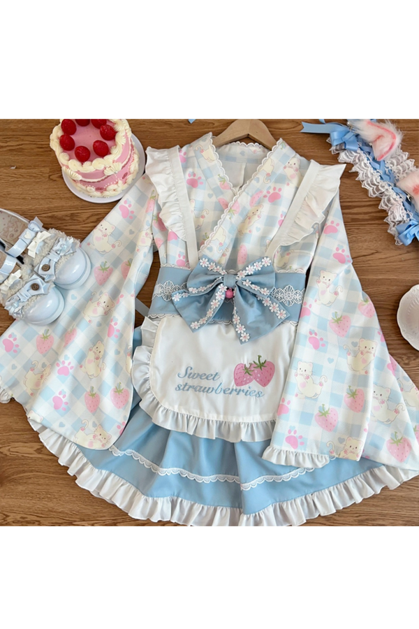 [Reservation Product] Strawberry Retro Cafe Japanese Style Lolita Dress