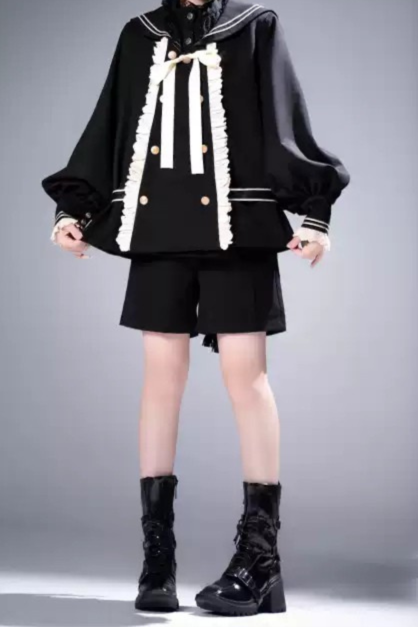 College Style Prince Sailor Collar Jacket Shorts Set + Hat