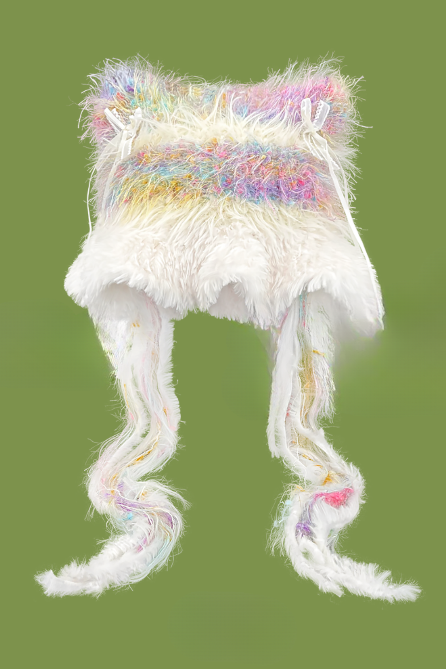 猫耳ファーフェイスプロテクターニット帽