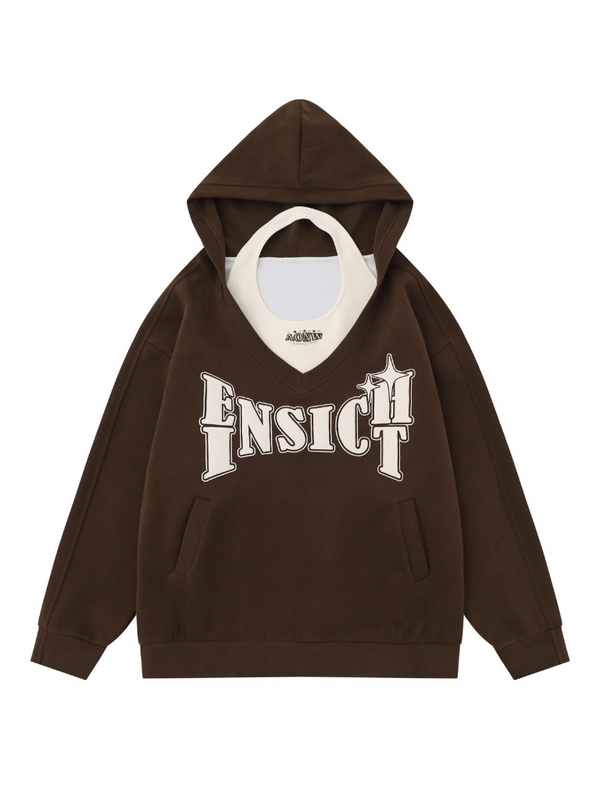 ルーズツーピースセットフード付きスウェットシャツ＋ホルターネックショートキャミ