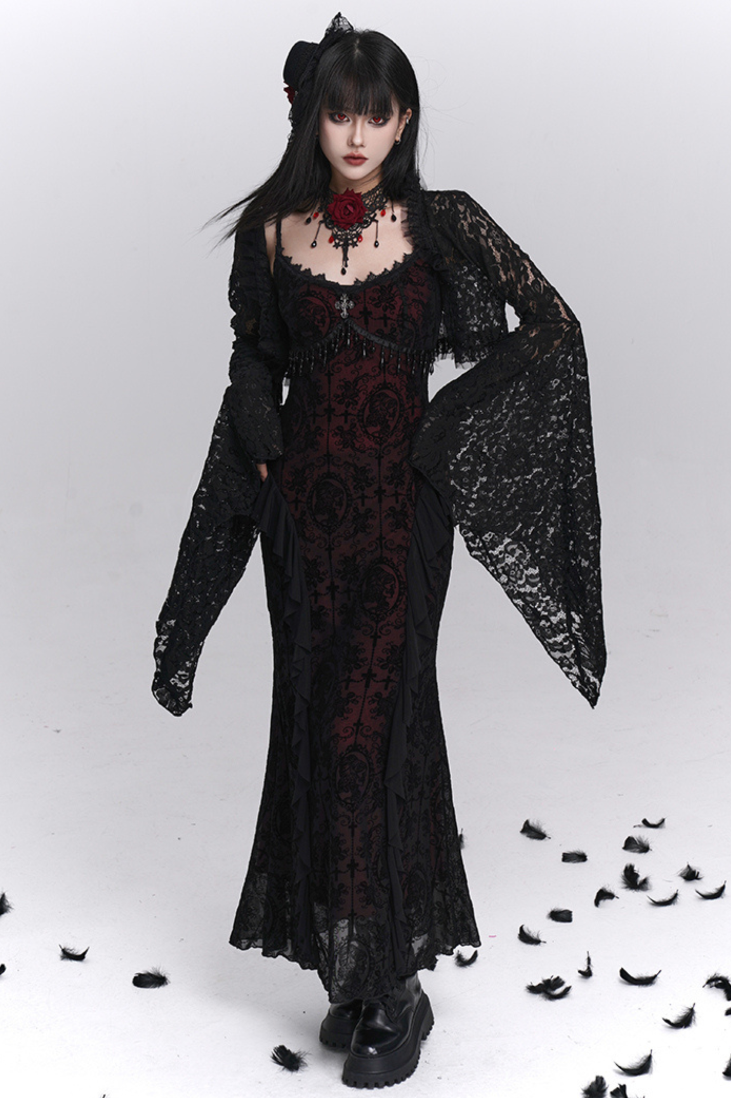 ゴシックキャミソールドレス＋シアートップス