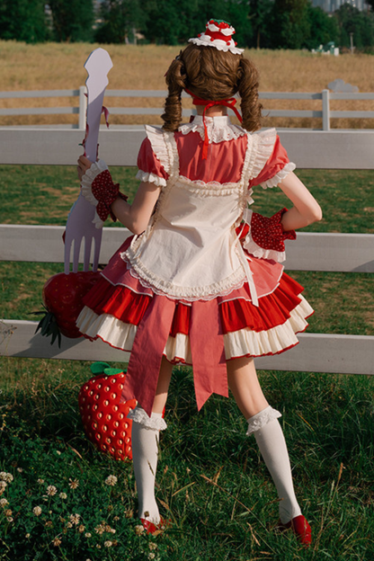 Cream Rose Berry Over Skirt Dress