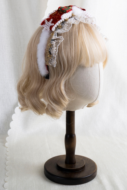 クリスマスレーススイートヘッドバンド+ハットクリップ+リボンクリップ