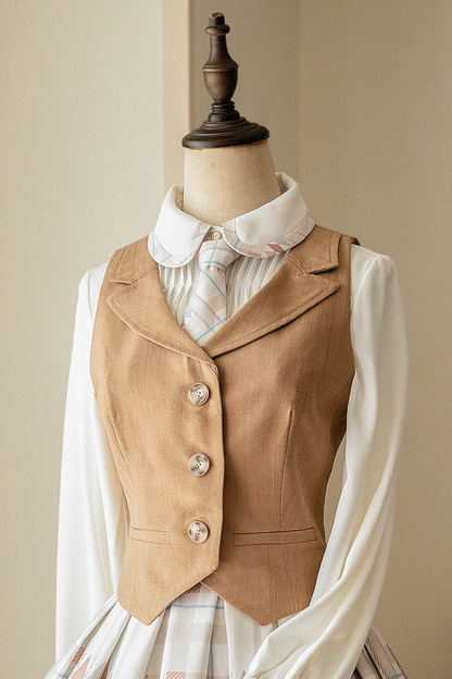 Retro Classic Forest Academy Shirt + Vest + Check Skirt