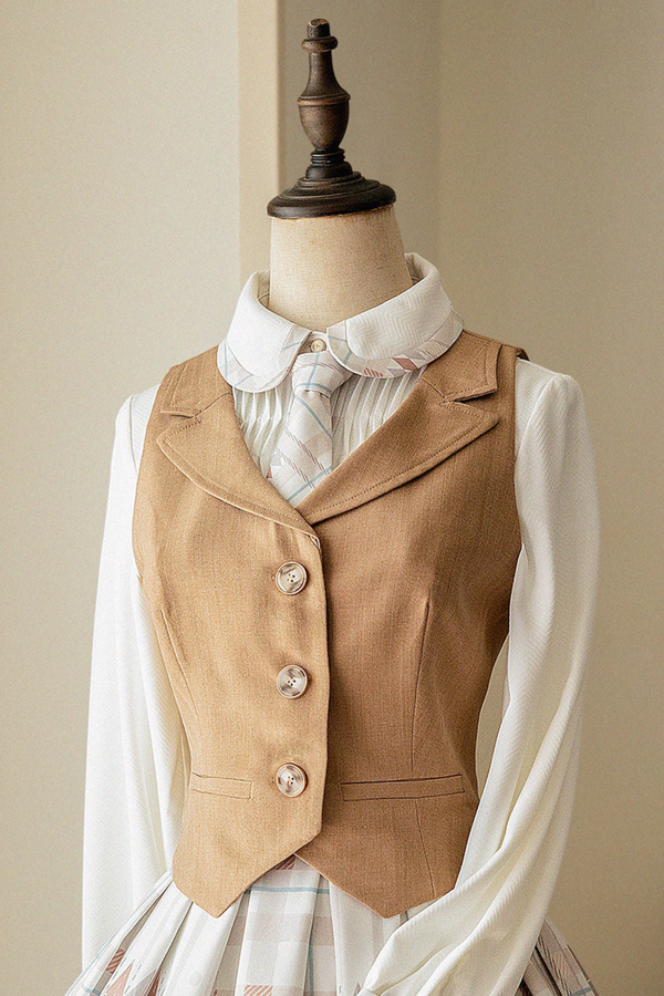 Retro Classic Forest Academy Shirt + Vest + Check Skirt