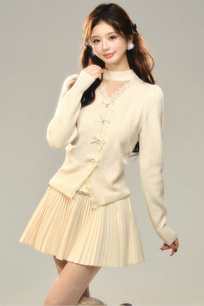 Diamond Wool Pleated Short Skirt