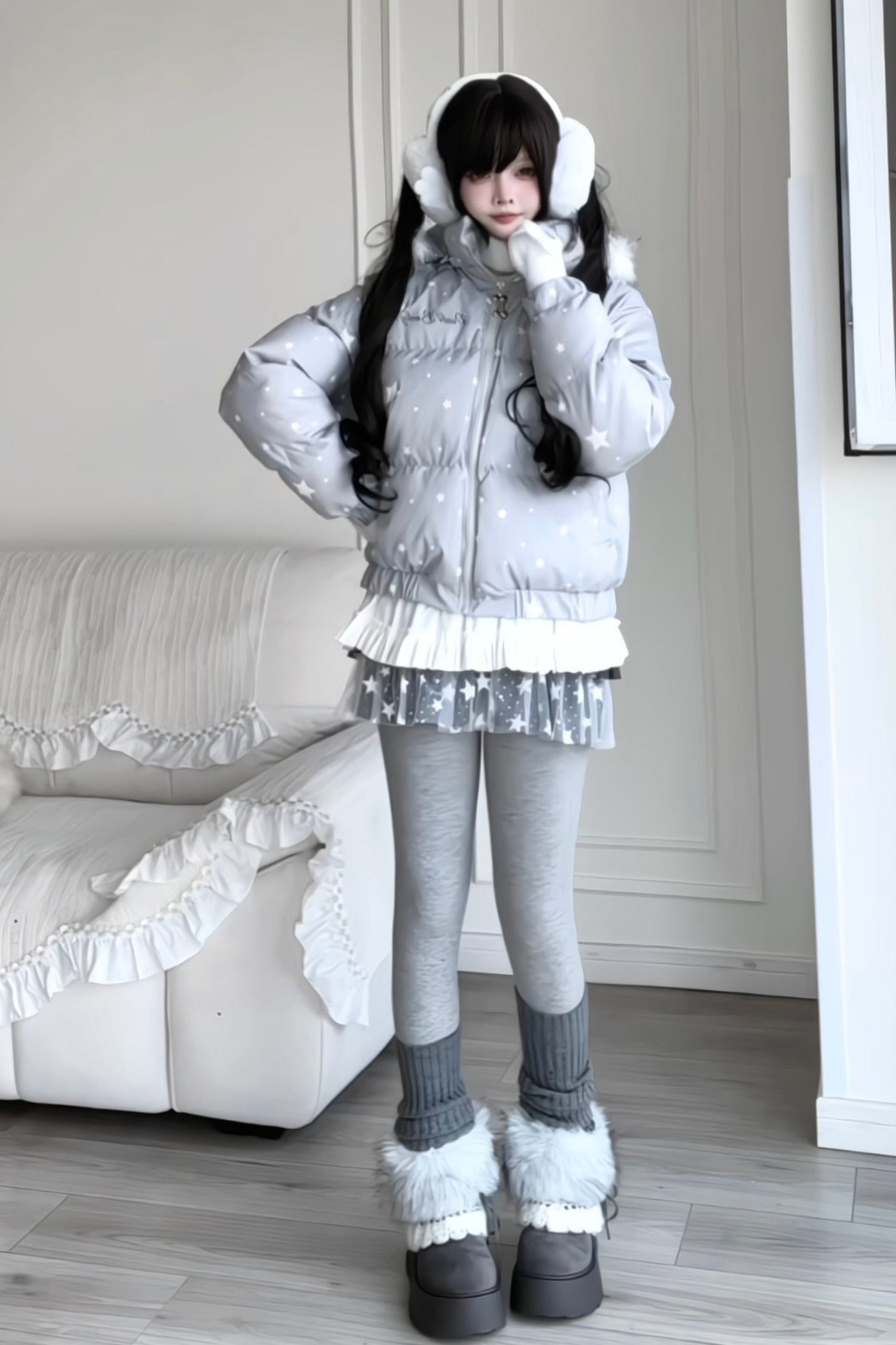 Y2K Fur Hooded Down Jacket