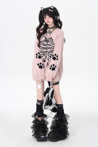 Dark Sweet Cat Design Loose Knit