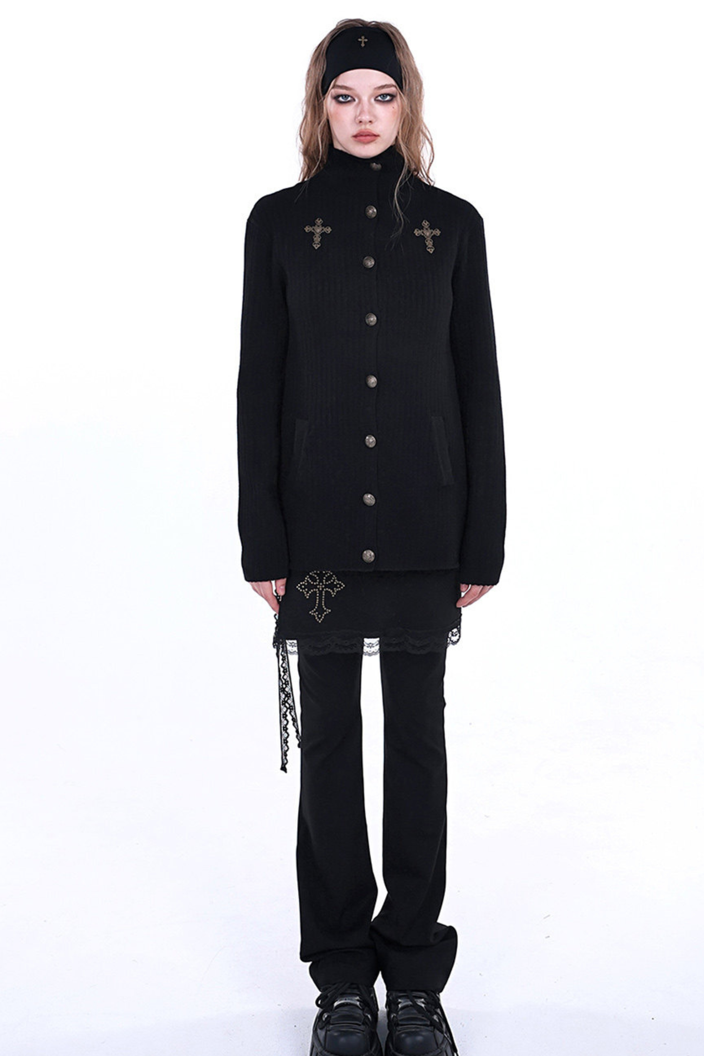 ゴシックスリムクロスエプロンパンツ