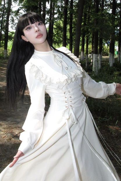 French Retro Elegant Lace Long Dress