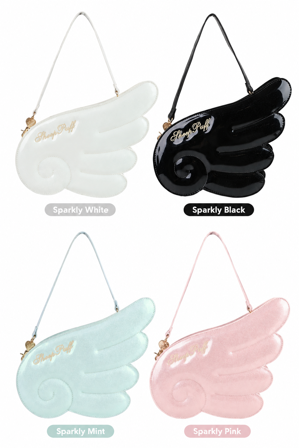 【10月28日予約締切】Black/White/Pink/Mint Sparkle Angel Wing Handbag Crossbody Bag