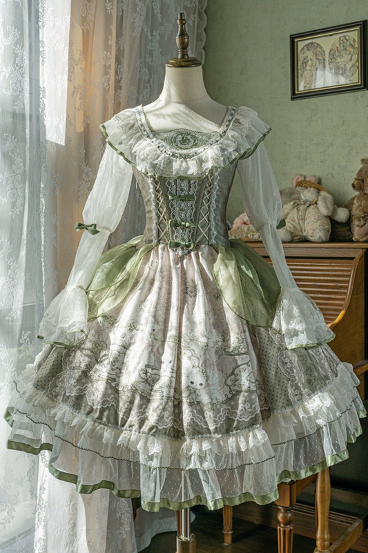 [Reservations] Fresh Green Print Kula Lolita Dress + Brooch