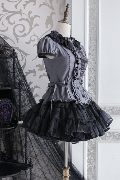 Striped Skirt + Leg Ring + Shirt