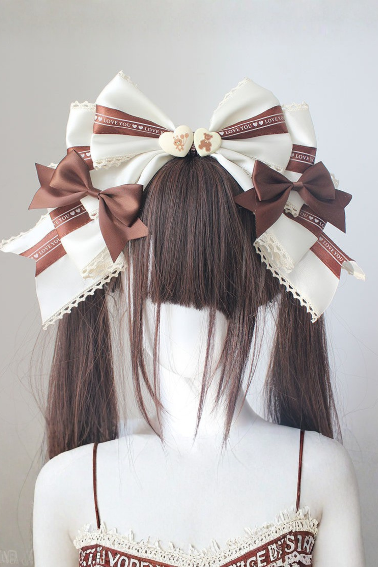 チョコレートバイカラービッグリボンカチューシャ