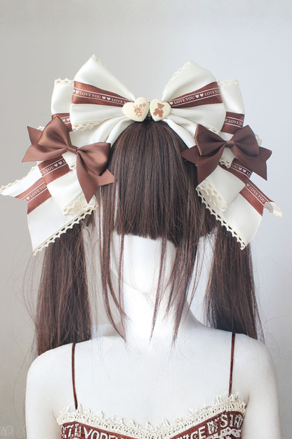 チョコレートバイカラービッグリボンカチューシャ
