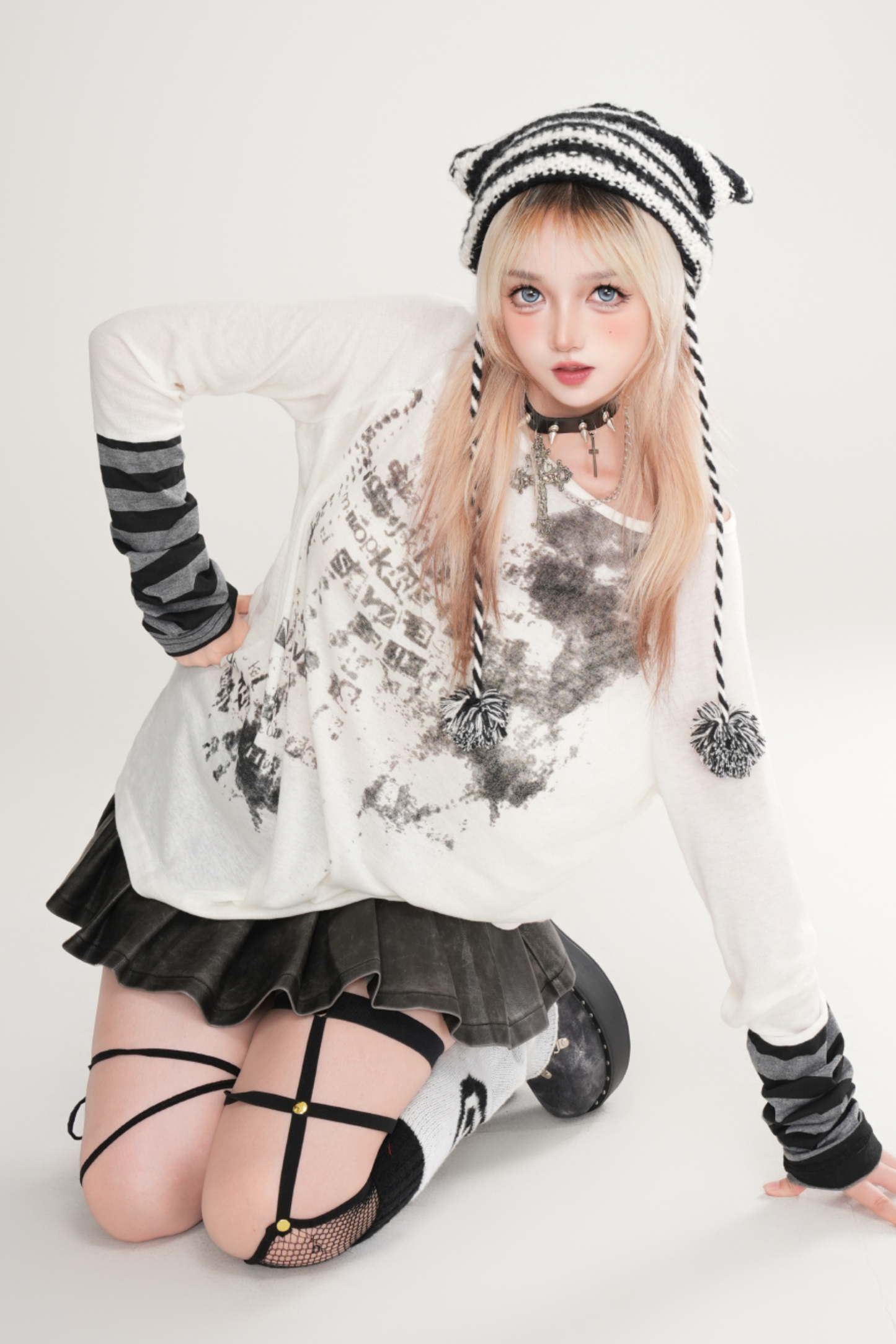 Striped Patchwork Faux Two-Piece Tops