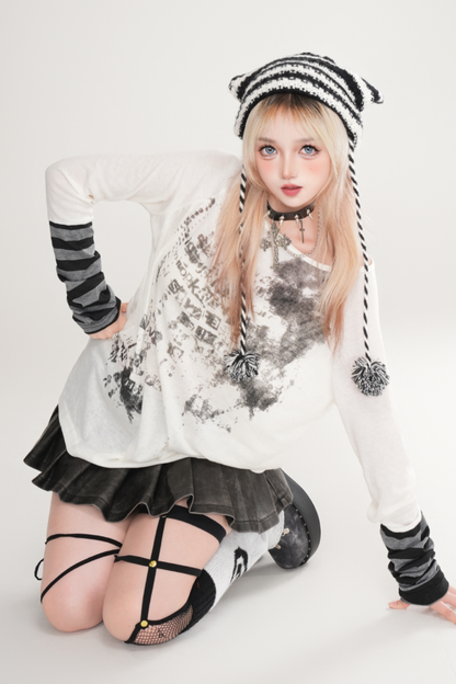 Striped Patchwork Faux Two-Piece Tops