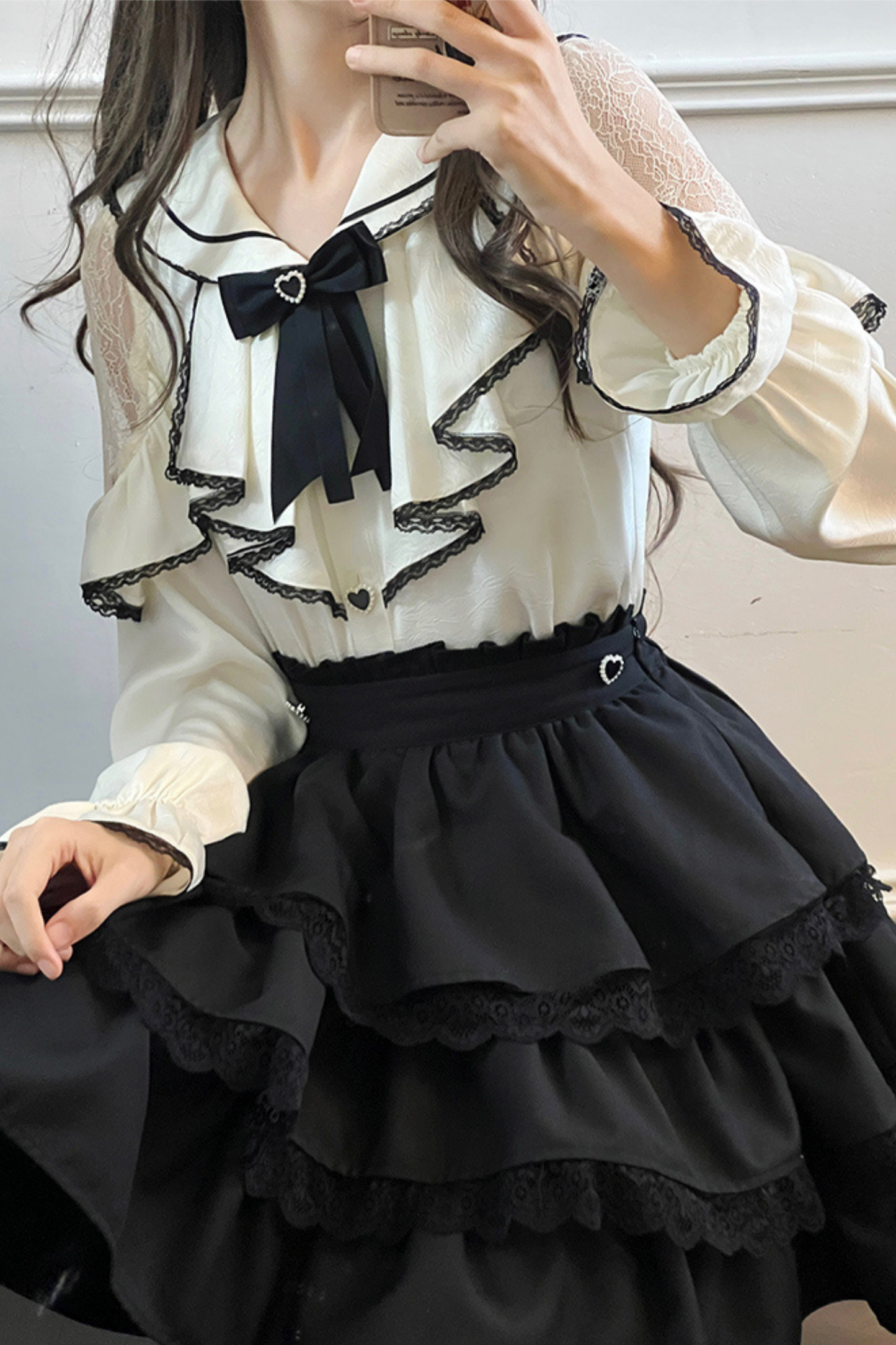 Mine sailor ribbon top + ruffle skirt
