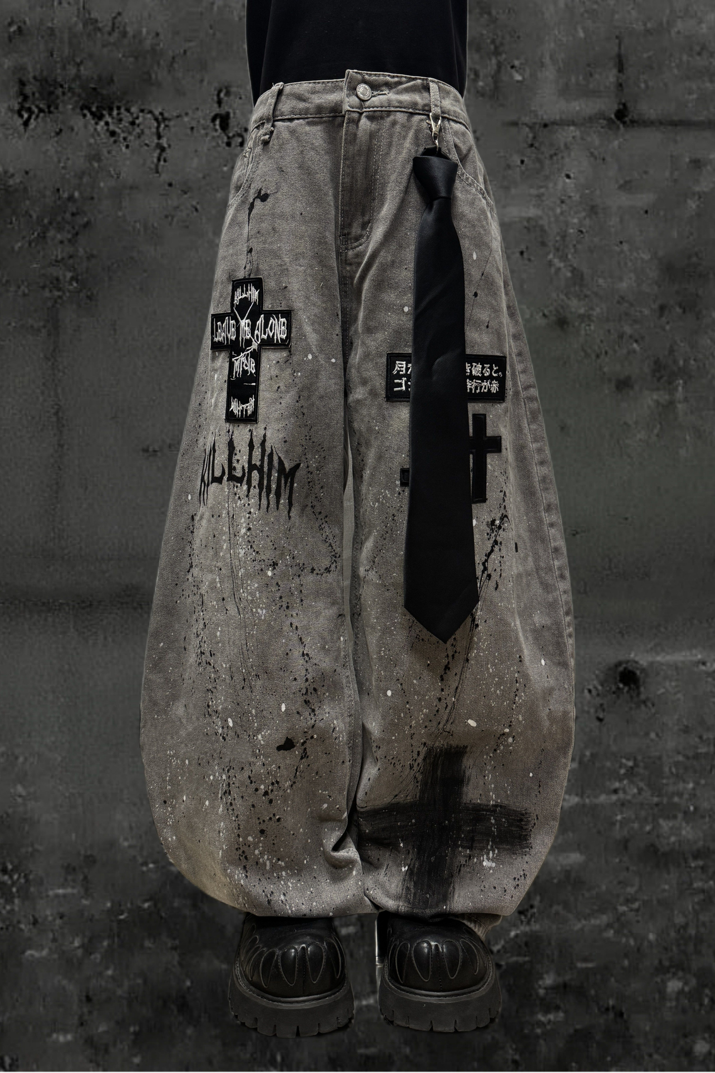 クロスモードワイドデニムパンツ+ベルト